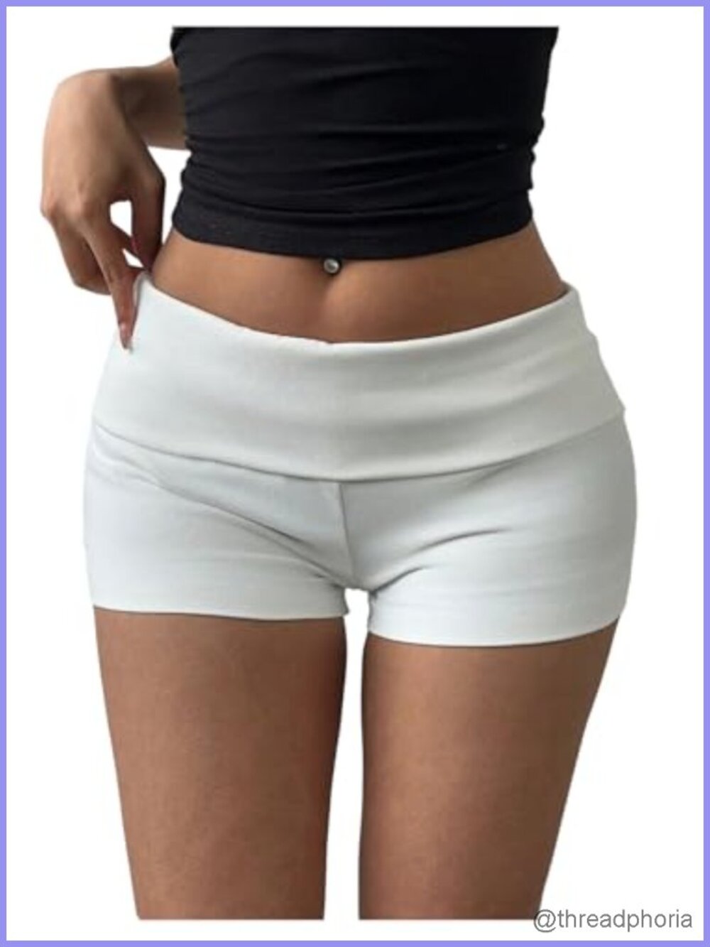 Fold Over Micro Shorts Y2K Booty Mini Low Rise Stretch Summer Lounge